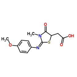 {(2E)-2-[(4-Methoxyphenyl)imino]-3-methyl-4-oxo-1,3-thiazolidin-5-yl}acetic acid结构式
