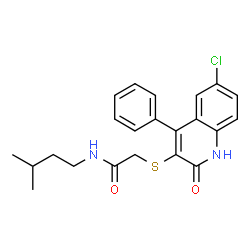 2-[(6-chloro-2-oxo-4-phenyl-1,2-dihydro-3-quinolinyl)sulfanyl]-N-isopentylacetamide Structure