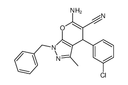 6-amino-1-benzyl-4-(3-chlorophenyl)-3-methyl-4H-pyrano[2,3-c]pyrazole-5-carbonitrile结构式