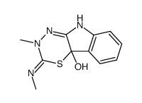 2-Methyl-3-[(E)-methylimino]-2,9-dihydro-3H-[1,3,4]thiadiazino[5,6-b]indol-4a-ol Structure