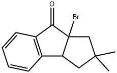 8a-Bromo-2,3,3a,8a-tetrahydro-2,2-dimethylcyclopent[a]inden-8(1H)-one structure