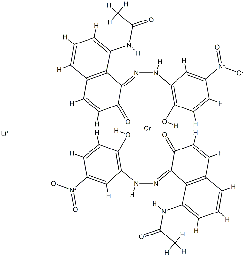 lithium bis[N-[7-hydroxy-8-[(2-hydroxy-5-nitrophenyl)azo]-1-naphthyl]acetamidato(2-)]chromate(1-) structure