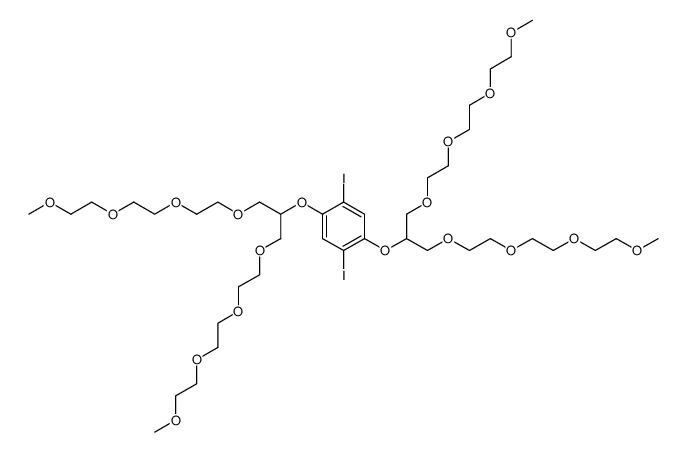 13,13′- [(2,5-diiodobenzene-1,4-diyl)bis(oxy)]bis-(2,5,8,11,15,18,21,24-octaoxapentacosane)结构式
