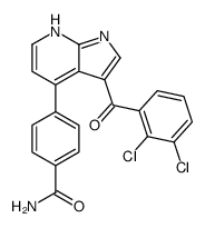 4-[3-(2,3-dichlorobenzoyl)-1H-pyrrolo[2,3-b]pyridin-4-yl]benzamide结构式