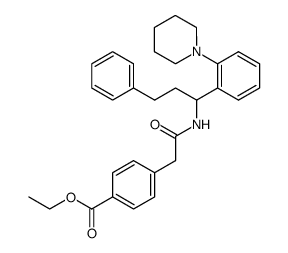 ethyl 4-<2-<<3-phenyl-1-<2-(1-piperidinyl)phenyl>propyl>amino>-2-oxoethyl>-benzoate结构式