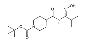 tert-butyl 4-({[(1 E/Z)-N-hydroxy-2-methylpropanimidoyl]amino}carbonyl)piperidine-1-carboxylate Structure