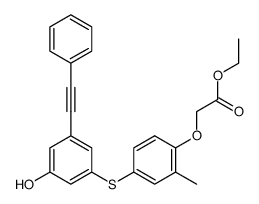 [4-(3-hydroxy-5-phenylethynyl-phenylsulfanyl)-2-methyl-phenoxy]-acetic acid ethyl ester Structure