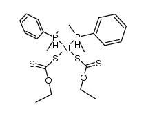 bis(dimethyl(phenyl)-l5-phosphanyl)bis((ethoxycarbonothioyl)thio)nickel Structure