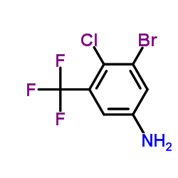 3-Bromo-4-chloro-5-(trifluoromethyl)aniline结构式