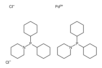Dichlorobis(dicyclohexyl-1-piperidinylphosphine)palladium(II)结构式