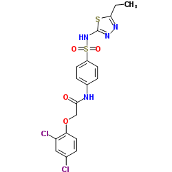 2-(2,4-Dichlorophenoxy)-N-{4-[(5-ethyl-1,3,4-thiadiazol-2-yl)sulfamoyl]phenyl}acetamide结构式