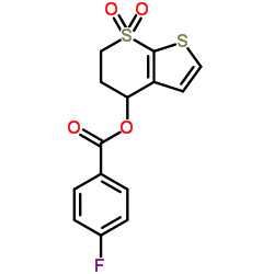 7,7-Dioxido-5,6-dihydro-4H-thieno[2,3-b]thiopyran-4-yl 4-fluorobenzoate结构式