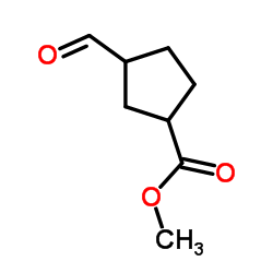 Cyclopentanecarboxylicacid,3-formyl-,methylester(9CI) Structure