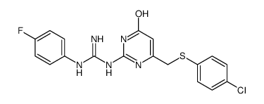 2-[6-[(4-chlorophenyl)sulfanylmethyl]-4-oxo-1H-pyrimidin-2-yl]-1-(4-fluorophenyl)guanidine Structure