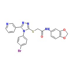 N-(1,3-Benzodioxol-5-yl)-2-{[4-(4-bromophenyl)-5-(3-pyridinyl)-4H-1,2,4-triazol-3-yl]sulfanyl}acetamide Structure