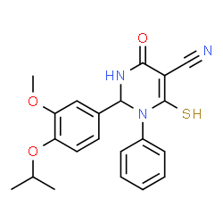 2-(4-Isopropoxy-3-methoxy-phenyl)-6-mercapto-4-oxo-1-phenyl-1,2,3,4-tetrahydro-pyrimidine-5-carbonitrile结构式