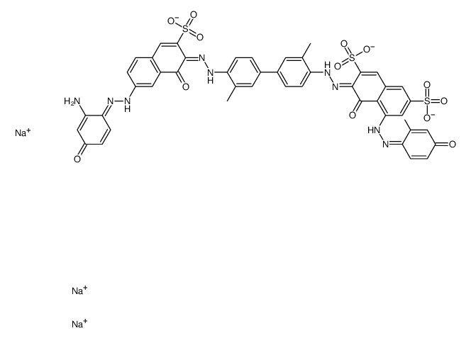 trisodium,(3Z)-5-[(2Z)-2-(2-amino-4-oxocyclohexa-2,5-dien-1-ylidene)hydrazinyl]-3-[[4-[4-[(2E)-2-[7-[(2E)-2-(2-amino-4-oxocyclohexa-2,5-dien-1-ylidene)hydrazinyl]-1-oxo-3-sulfonatonaphthalen-2-ylidene]hydrazinyl]-3-methylphenyl]-2-methylphenyl]hydrazinyli结构式