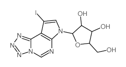 1-(9-iodo-pyrrolo[3,2-e]tetrazolo[1,5-c]pyrimidin-7-yl)-β-D-1-deoxy-ribofuranose结构式