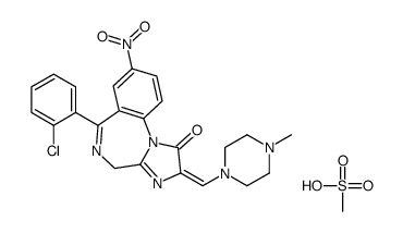 (2E)-6-(2-Chlorophenyl)-2-[(4-methyl-1-piperazinyl)methylene]-8-n itro-2,4-dihydro-1H-imidazo[1,2-a][1,4]benzodiazepin-1-one methan esulfonate (1:1)结构式