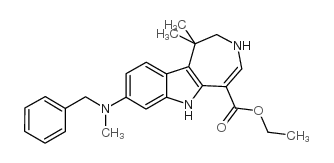 Azepino[4,5-b]indole-5-carboxylic acid, 1,2,3,6-tetrahydro-1,1-dimethyl-8-[methyl(phenylmethyl)amino]-, ethyl ester Structure