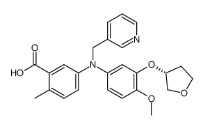 N-(4-methoxy-3-(3R)-tetrahydrofuranyloxyphenyl)-N-(3-pyridylmethyl)-3-amino-6-methylbenzoic acid结构式