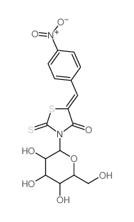 4-Thiazolidinone, 3-b-D-glucopyranosyl-5-[(4-nitrophenyl)methylene]-2-thioxo- Structure