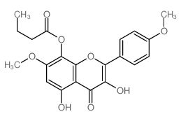 Butanoic acid,3,5-dihydroxy-7-methoxy-2-(4-methoxyphenyl)-4-oxo-4H-1-benzopyran-8-yl ester Structure