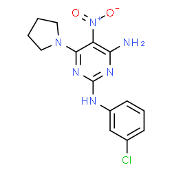 N~2~-(3-chlorophenyl)-5-nitro-6-(pyrrolidin-1-yl)pyrimidine-2,4-diamine structure