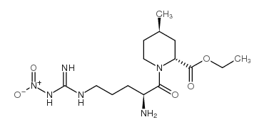 ethyl (2R,4R)-1-[(2S)-2-amino-5-[[amino(nitramido)methylidene]amino]pentanoyl]-4-methylpiperidine-2-carboxylate Structure