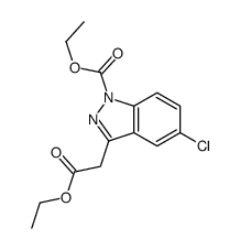 ethyl 5-chloro-3-(2-ethoxy-2-oxoethyl)indazole-1-carboxylate结构式