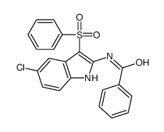 N-[3-(benzenesulfonyl)-5-chloro-1H-indol-2-yl]benzamide结构式