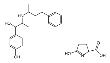 5-oxo-L-proline, compound with 4-hydroxy-α-[1-[(1-methyl-3-phenylpropyl)amino]ethyl]benzyl alcohol (1:1) Structure