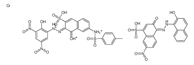 chromium,hydron,(3Z)-3-[(2-hydroxy-3,5-dinitrophenyl)hydrazinylidene]-6-[(4-methylphenyl)sulfonylamino]-4-oxonaphthalene-2-sulfonic acid,(4Z)-4-[(2-hydroxynaphthalen-1-yl)hydrazinylidene]-7-nitro-3-oxonaphthalene-1-sulfonic acid结构式