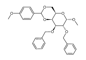 Methyl-4,6-di-O-(4-methoxybenzylidene)-2,3-di-O-benzyl-α-D-galactopyranoside结构式