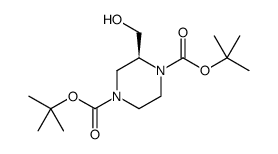 1,4-Piperazinedicarboxylic acid, 2-(hydroxymethyl)-, 1,4-bis(1,1-dimethylethyl) ester, (2S)结构式