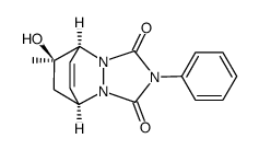 (1S*,10R*)-10-Hydroxy-10-methyl-4-phenyl-2,4,6-triazatricyclo<5.2.2.02,6>undec-8-en-3,5-dion Structure