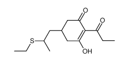 5-[2-(Ethylthio)propyl]-3-hydroxy-2-propionyl-2-cyclohexen-1-one结构式