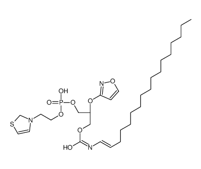 [(2R)-3-[hydroxy-[2-(2H-1,3-thiazol-3-yl)ethoxy]phosphoryl]oxy-2-(1,2-oxazol-3-yloxy)propyl] N-[(E)-heptadec-1-enyl]carbamate Structure