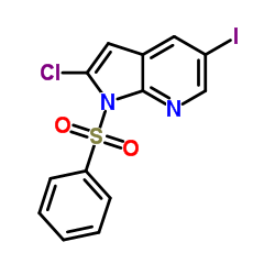 2-Chloro-5-iodo-1-(phenylsulfonyl)-1H-pyrrolo[2,3-b]pyridine结构式