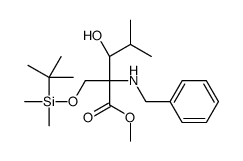 threo-2-[[[(1,1-Dimethylethyl)dimethylsilyl]oxy]Methyl]-3-hydroxy-N-(phenylmethyl)-D-leucine Methyl Ester结构式