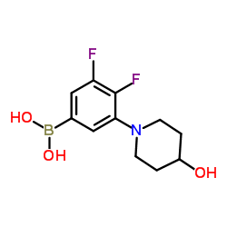 (3,4-二氟-5-(4-羟基哌啶-1-基)苯基)硼酸结构式
