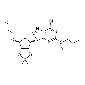 2-(((3aR,4S,6R,6aS)-6-(7-氯-5-(丙基亚磺酰基)-3H-[1,2,3]三唑并[4,5-d]嘧啶-3-基)-2,2-二甲基四氢-3aH-环戊二烯并[d] [1,3]二氧杂环戊烯-4-基)氧基)乙醇结构式