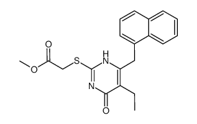 (5-Ethyl-6-naphthalen-1-ylmethyl-4-oxo-1,4-dihydro-pyrimidin-2-ylsulfanyl)-acetic acid methyl ester结构式