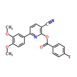 3-Cyano-6-(3,4-dimethoxyphenyl)-2-pyridinyl 4-fluorobenzoate结构式