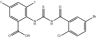 2-[[[(5-bromo-2-chlorobenzoyl)amino]thioxomethyl]amino]-3,5-diiodo-benzoic acid Structure