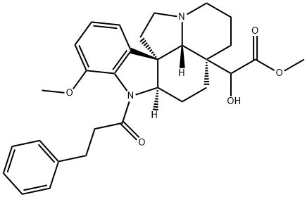 20-Hydroxy-17-methoxy-1-(1-oxo-3-phenylpropyl)aspidospermidin-21-oic acid methyl ester structure