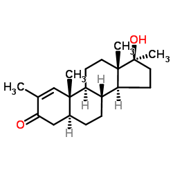 2,17A-二甲基-17beta-羟基-5a-孕烯-3-酮结构式