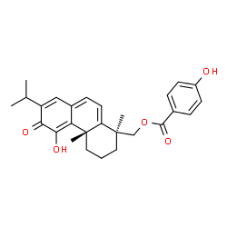 4-Hydroxybenzoic acid 11-hydroxy-12-oxoabieta-5,7,9(11),13-tetraene-19-yl ester结构式