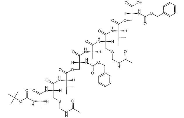 (Z)-D-Ser{(Z)-D-Ser[Boc-L-Ala-L-Cys(Acm)-L-Val]-L-Ala-L-Cys(Acm)-L-Val}-OH Structure