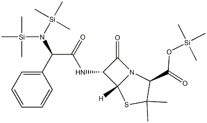 6α-[(R)-[Bis(trimethylsilyl)amino]phenylacetylamino]penicillanic acid trimethylsilyl ester structure